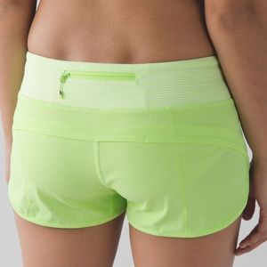 Lululemon Lime Green Speed Shorts